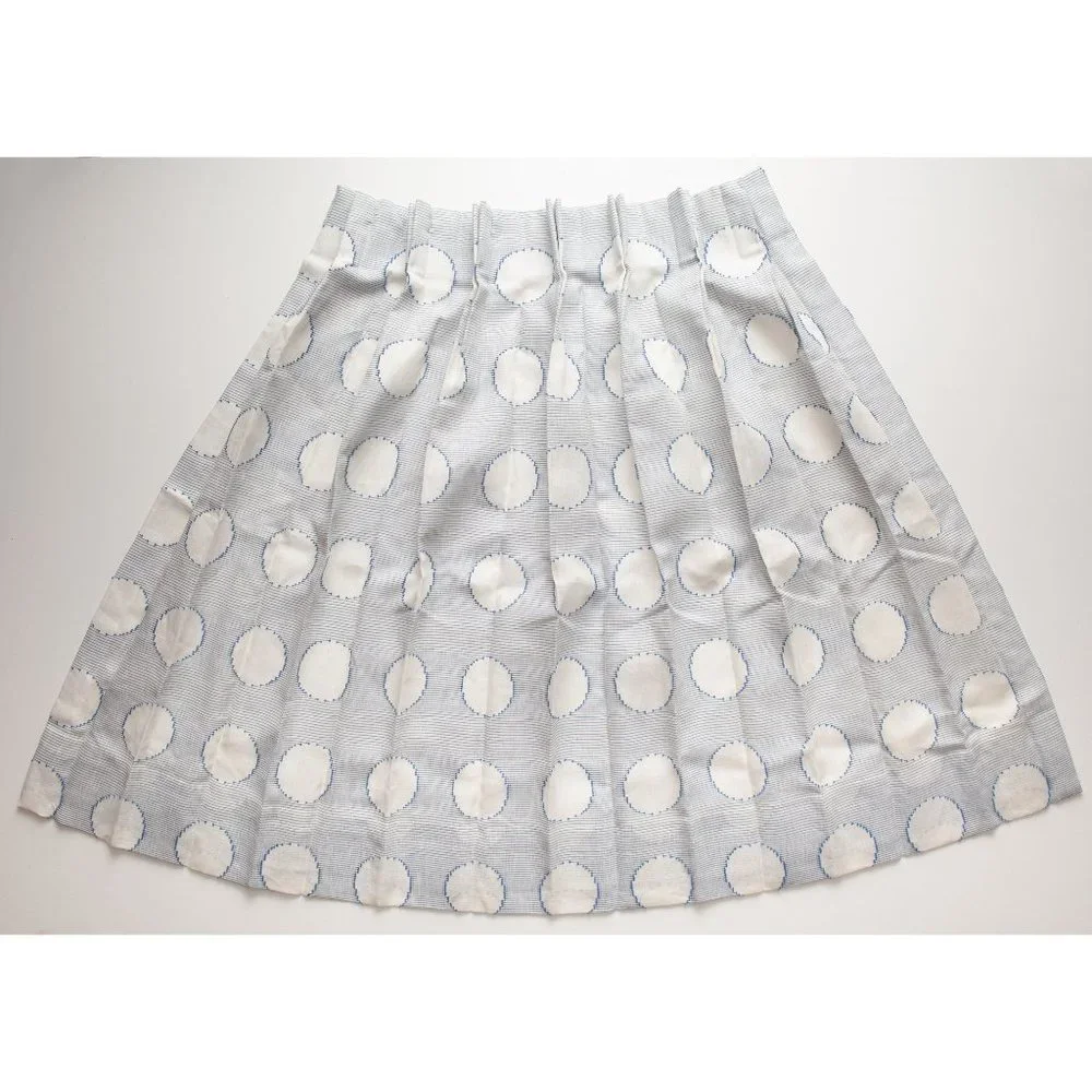 2 Pinch Pleated Curtain Panels Drapes Polka Dot Pattern w Hooks 27x41 Blue White - Picture 9 of 10